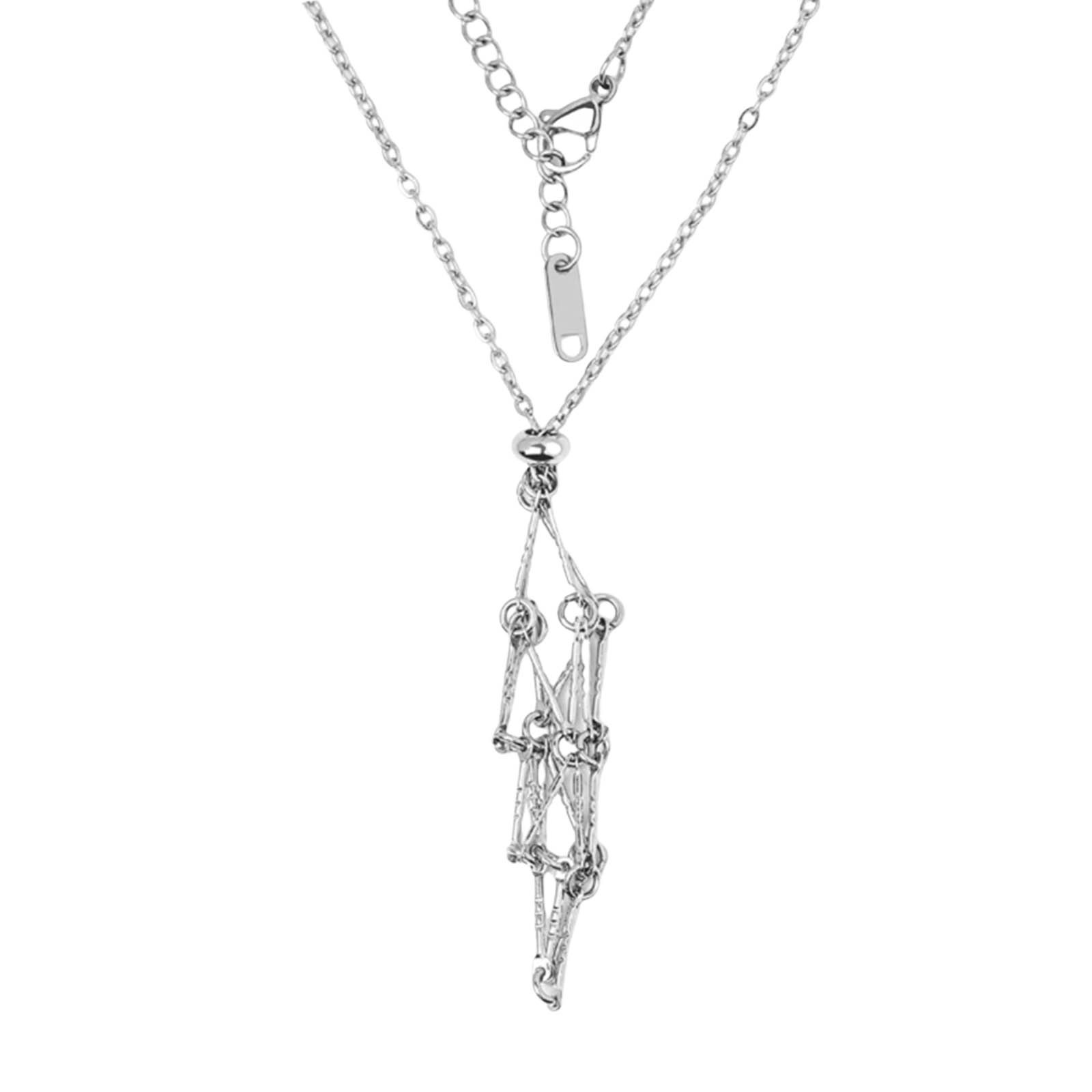 thumbnail image 2 of Crystal Stone Holder Necklace Ajustable Crystal Cage Necklace Ajustable Metal Net Necklace Crystal Stone Chain Mesh Pendant Necklace Punk Style Jewelry Accessories Gifts, 2 of 2